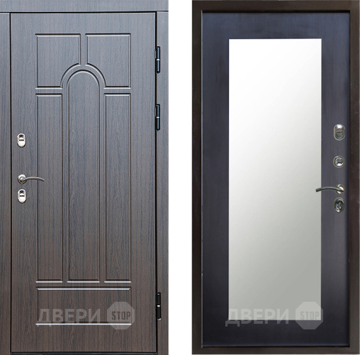 Входная металлическая Дверь Престиж TERMO с терморазрывом Арка Зеркало пастораль Венге в Электростали