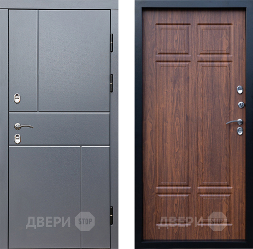 Входная металлическая Дверь Престиж TERMO с терморазрывом Горизонт Грэй Премиум Орех темный в Электростали