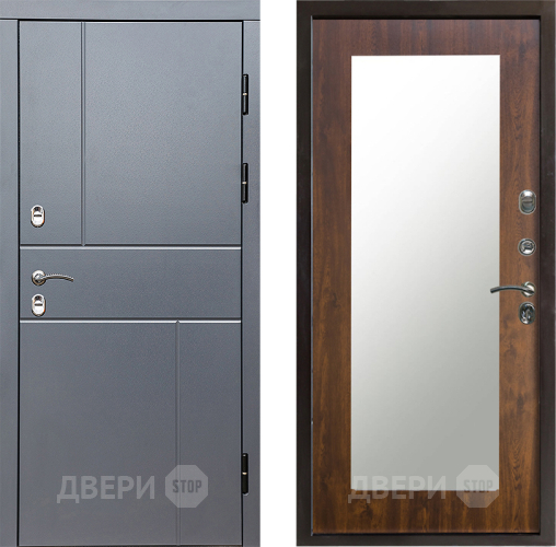 Входная металлическая Дверь Престиж TERMO с терморазрывом Горизонт Грэй Зеркало пастораль Дуб в Электростали