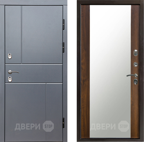 Входная металлическая Дверь Престиж TERMO с терморазрывом Горизонт Грэй Зеркало Дуб в Электростали
