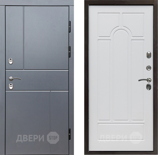 Входная металлическая Дверь Престиж TERMO с терморазрывом Горизонт Грэй Арка Белое дерево в Электростали