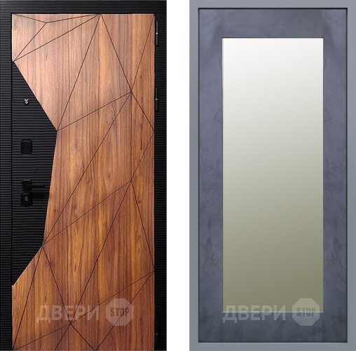 Дверь Заводские двери Морра Зеркало Модерн Бетон темный в Электростали