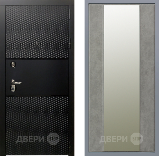 Дверь Заводские двери Тефлон Зеркало Макси Бетон темный в Электростали