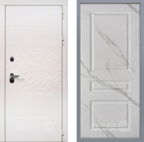 Дверь Заводские двери Дэко Вайт Стокгольм Мрамор белый в Электростали