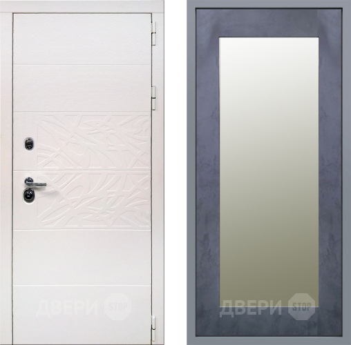 Дверь Заводские двери Дэко Вайт Зеркало Модерн Бетон темный в Электростали