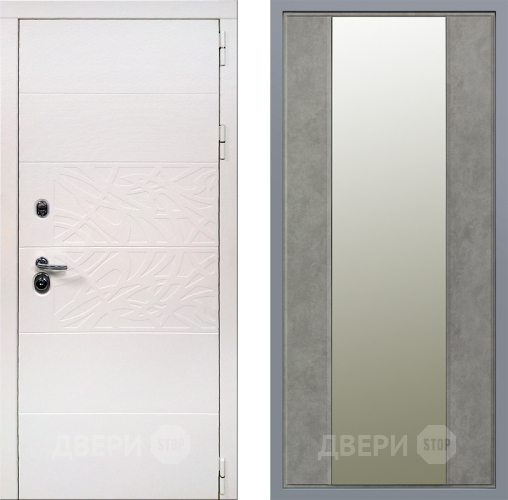 Дверь Заводские двери Дэко Вайт Зеркало Макси Бетон темный в Электростали