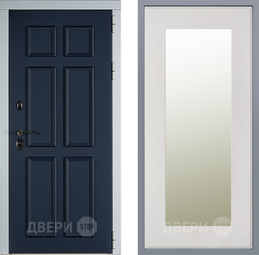 Дверь Заводские двери Стокгольм Зеркало Модерн Белый софт в Электростали