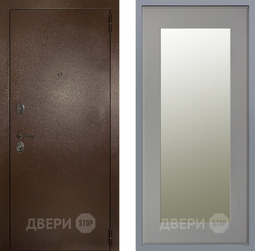 Дверь Заводские двери Эталон 3к антик медь Зеркало Модерн Грей софт в Электростали