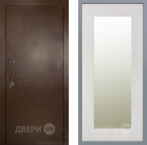 Дверь Заводские двери Эталон 3к антик медь Зеркало Модерн Белый софт в Электростали