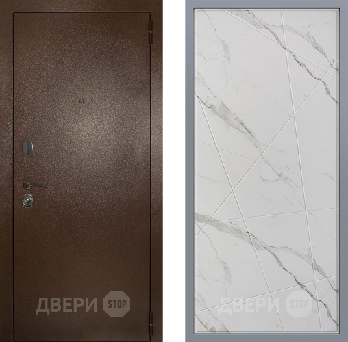 Дверь Заводские двери Эталон 3к антик медь Флитта Мрамор белый в Электростали