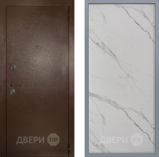 Дверь Заводские двери Эталон 3к антик медь Тривия Мрамор белый в Электростали