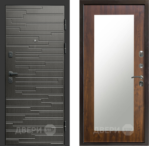 Входная металлическая Дверь Престиж Rivera Зеркло Пастораль Дуб в Электростали