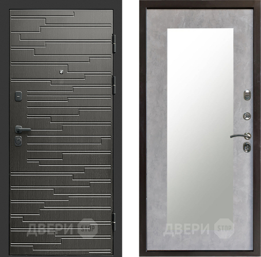 Входная металлическая Дверь Престиж Rivera Зеркло Пастораль Бетон светлый в Электростали