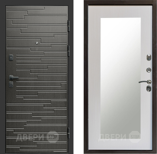 Входная металлическая Дверь Престиж Rivera Зеркло Пастораль Лиственница белая в Электростали