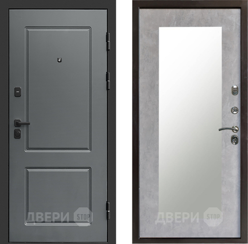 Входная металлическая Дверь Престиж Verona Зеркло Пастораль Бетон светлый в Электростали