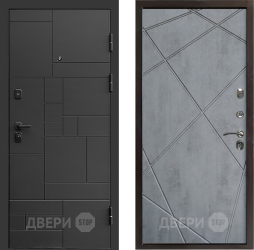 Входная металлическая Дверь Престиж Kvadro Лучи Бетон темный в Электростали