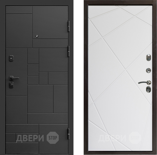 Входная металлическая Дверь Престиж Kvadro Лучи Бетон белый в Электростали