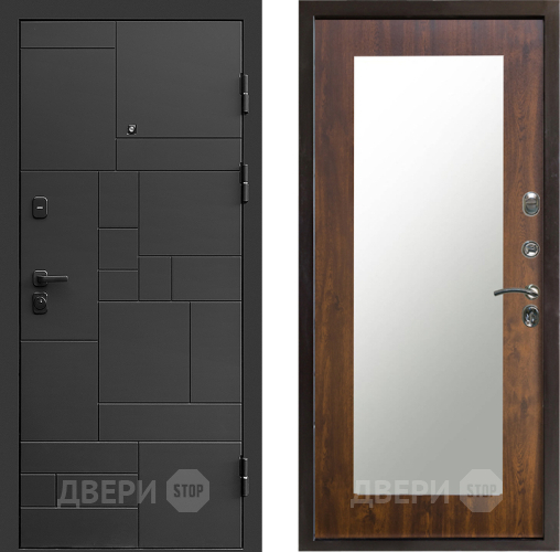 Входная металлическая Дверь Престиж Kvadro Зеркло Пастораль Дуб в Электростали