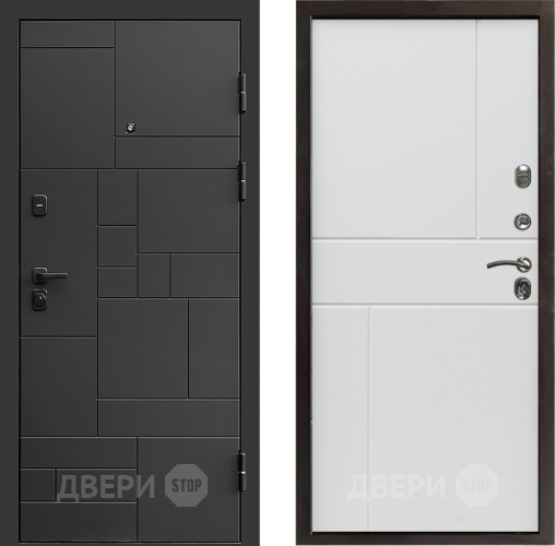 Входная металлическая Дверь Престиж Kvadro Горизонт Бетон белый в Электростали