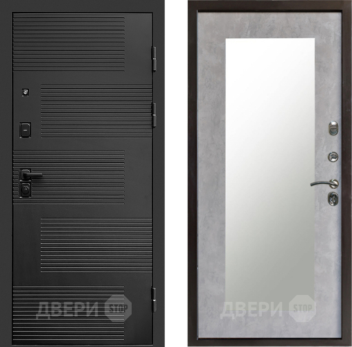 Входная металлическая Дверь Престиж Favorit Зеркло Пастораль Бетон светлый в Электростали