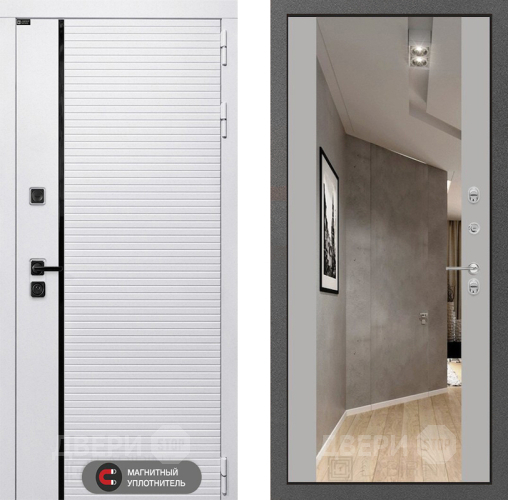 Входная металлическая Дверь Лабиринт (LABIRINT) Royal Зеркало Максимум Грей софт в Электростали