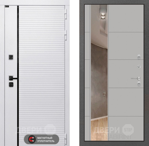 Входная металлическая Дверь Лабиринт (LABIRINT) Royal Зеркало 19 Грей софт в Электростали