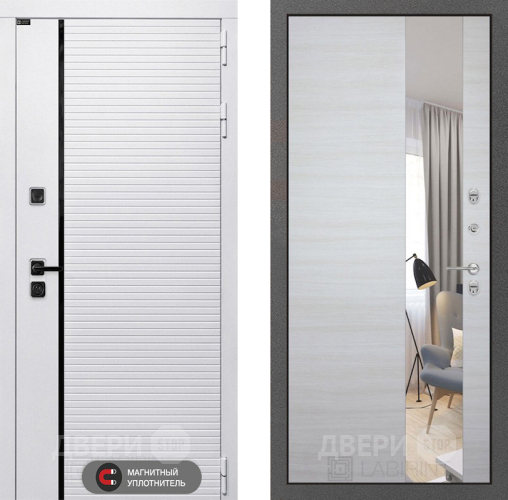 Входная металлическая Дверь Лабиринт (LABIRINT) Royal Зеркало Акация светлая в Электростали