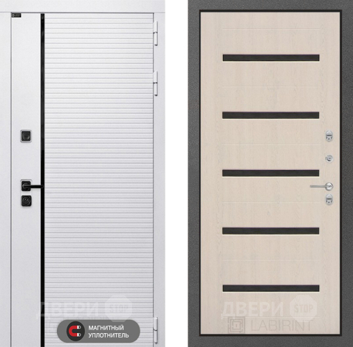 Входная металлическая Дверь Лабиринт (LABIRINT) Royal 01 Беленый дуб в Электростали