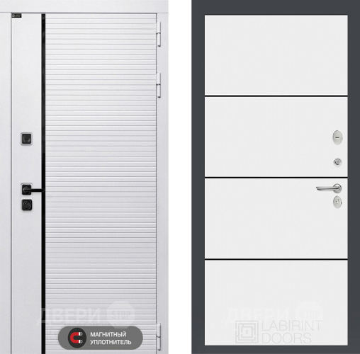 Входная металлическая Дверь Лабиринт (LABIRINT) Royal 25 Белый софт в Электростали