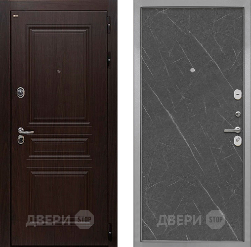 Входная металлическая Дверь Интекрон (INTECRON) Брайтон Тиковое Дерево Гладкая Гранит лава оникс в Электростали