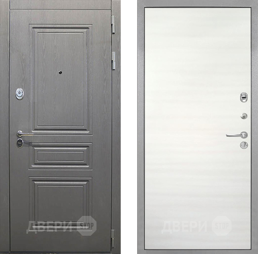 Входная металлическая Дверь Интекрон (INTECRON) Брайтон Графит Гладкая Дуб сильвер поперечный в Электростали