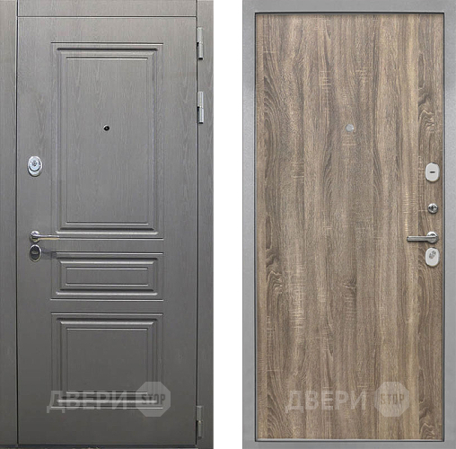 Входная металлическая Дверь Интекрон (INTECRON) Брайтон Графит Гладкая Дуб турин в Электростали