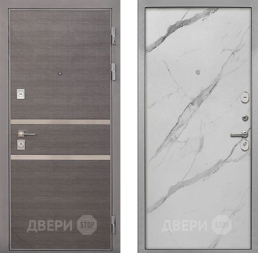 Входная металлическая Дверь Интекрон (INTECRON) Неаполь Гладкая Мрамор натуральный арктик в Электростали