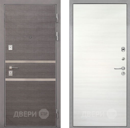 Входная металлическая Дверь Интекрон (INTECRON) Неаполь Гладкая Дуб сильвер поперечный в Электростали