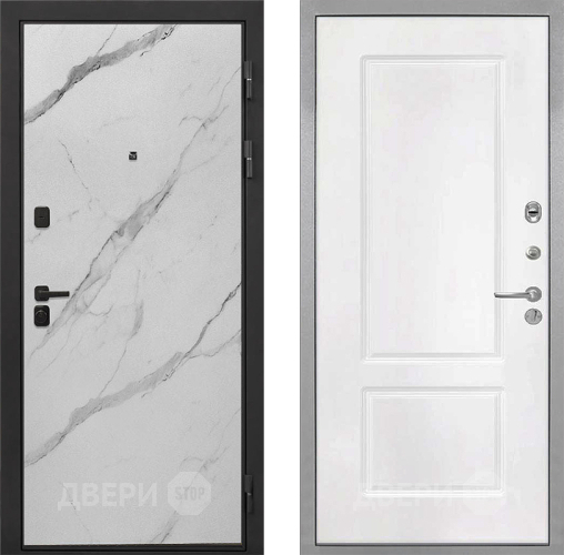 Входная металлическая Дверь Интекрон (INTECRON) Профит Black Мрамор Арктик КВ-2 Белый матовый в Электростали