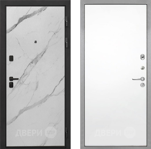 Входная металлическая Дверь Интекрон (INTECRON) Профит Black Мрамор Арктик Гладкая Силк Сноу в Электростали