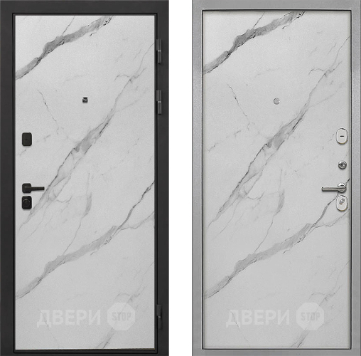 Входная металлическая Дверь Интекрон (INTECRON) Профит Black Мрамор Арктик Гладкая Мрамор натуральный арктик в Электростали