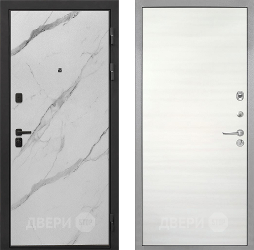 Входная металлическая Дверь Интекрон (INTECRON) Профит Black Мрамор Арктик Гладкая Дуб сильвер поперечный в Электростали