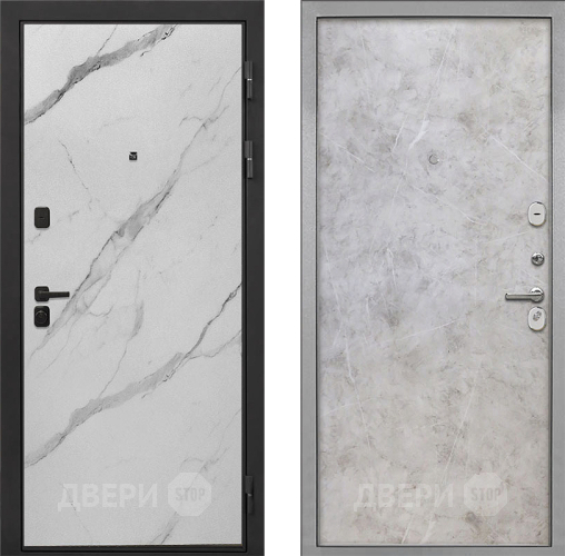 Входная металлическая Дверь Интекрон (INTECRON) Профит Black Мрамор Арктик Гладкая Мрамор светлый в Электростали