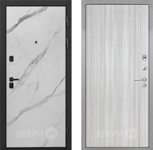 Входная металлическая Дверь Интекрон (INTECRON) Профит Black Мрамор Арктик В-07 с молдингом Сандал белый в Электростали
