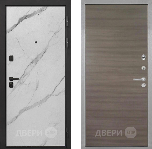 Входная металлическая Дверь Интекрон (INTECRON) Профит Black Мрамор Арктик Гладкая Дуб тоскано поперечный в Электростали