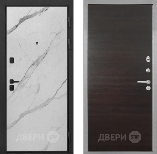 Входная металлическая Дверь Интекрон (INTECRON) Профит Black Мрамор Арктик Гладкая Эковенге поперечный в Электростали