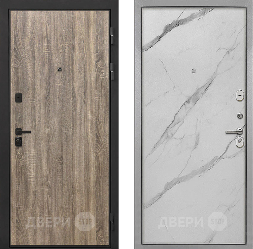 Входная металлическая Дверь Интекрон (INTECRON) Профит Black Дуб Турин Гладкая Мрамор натуральный арктик в Электростали