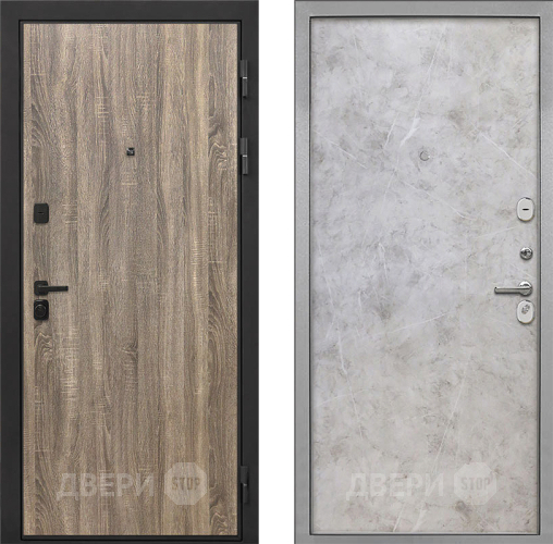 Входная металлическая Дверь Интекрон (INTECRON) Профит Black Дуб Турин Гладкая Мрамор светлый в Электростали