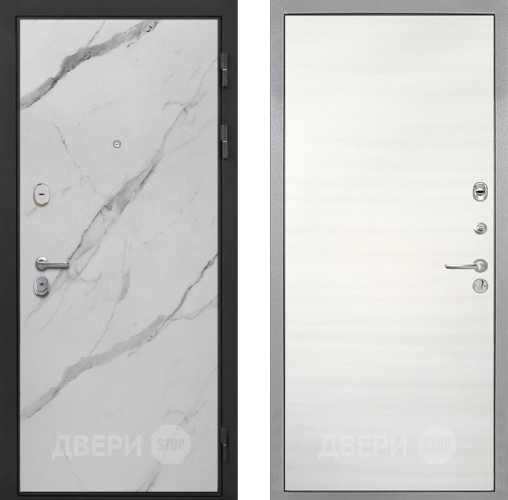 Входная металлическая Дверь Интекрон (INTECRON) Гектор Мрамор Арктик Гладкая Дуб сильвер поперечный в Электростали