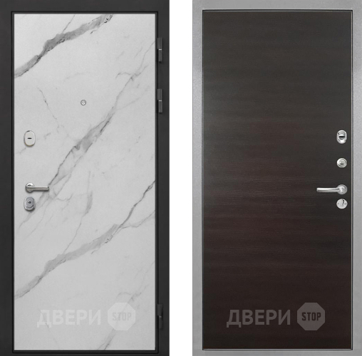 Входная металлическая Дверь Интекрон (INTECRON) Гектор Мрамор Арктик Гладкая Эковенге поперечный в Электростали