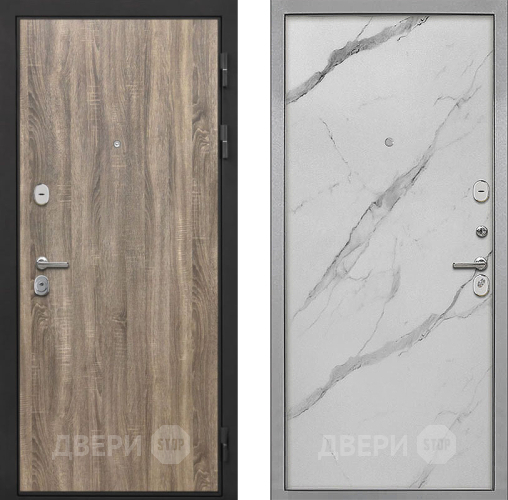 Входная металлическая Дверь Интекрон (INTECRON) Гектор Дуб Турин Гладкая Мрамор натуральный арктик в Электростали
