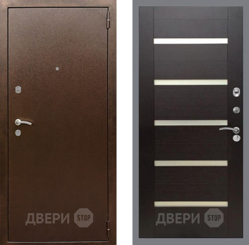 Входная металлическая Дверь Рекс (REX) 1А Медный Антик СБ-14 стекло белое венге поперечный в Электростали
