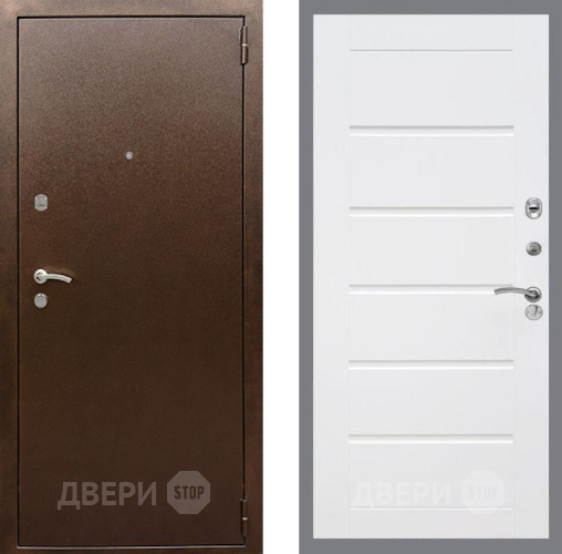 Входная металлическая Дверь Рекс (REX) 1А Медный Антик Сити Белый ясень в Электростали