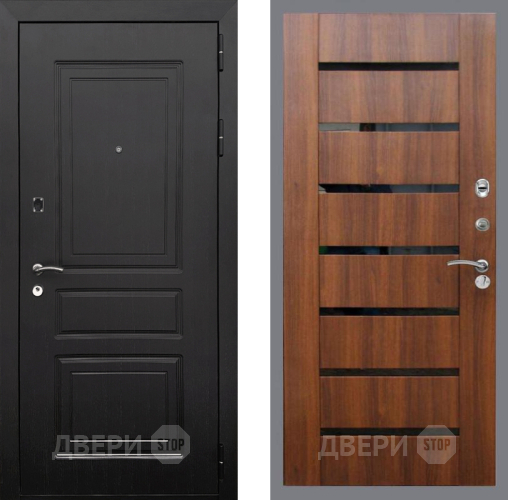 Входная металлическая Дверь Рекс (REX) 6 Венге СБ-14 стекло черное Орех бренди в Электростали